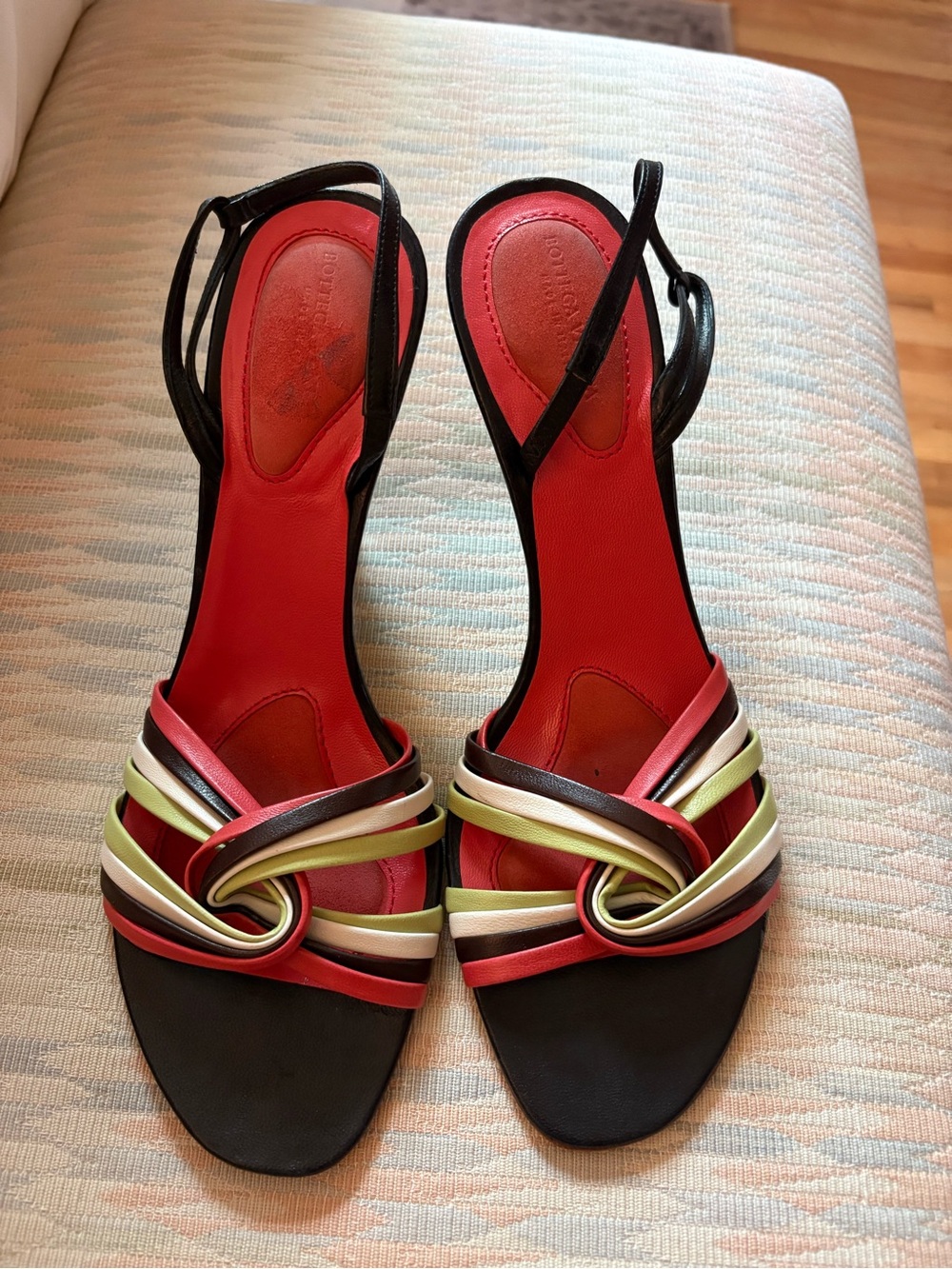 Bottega Veneta Multicolor Knotted Strap Sandals - Red & Brown
